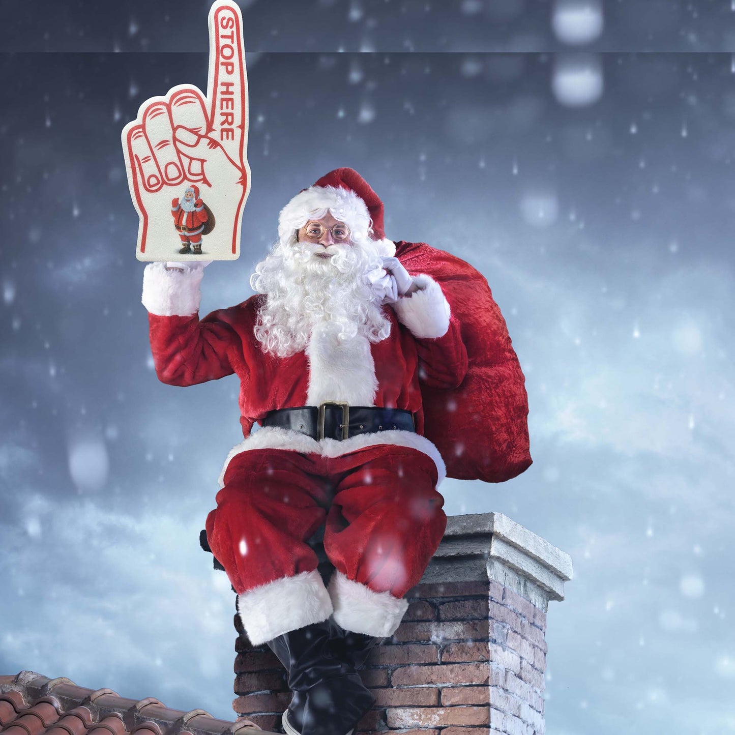 Stop Here Santa Clause Foam Hand