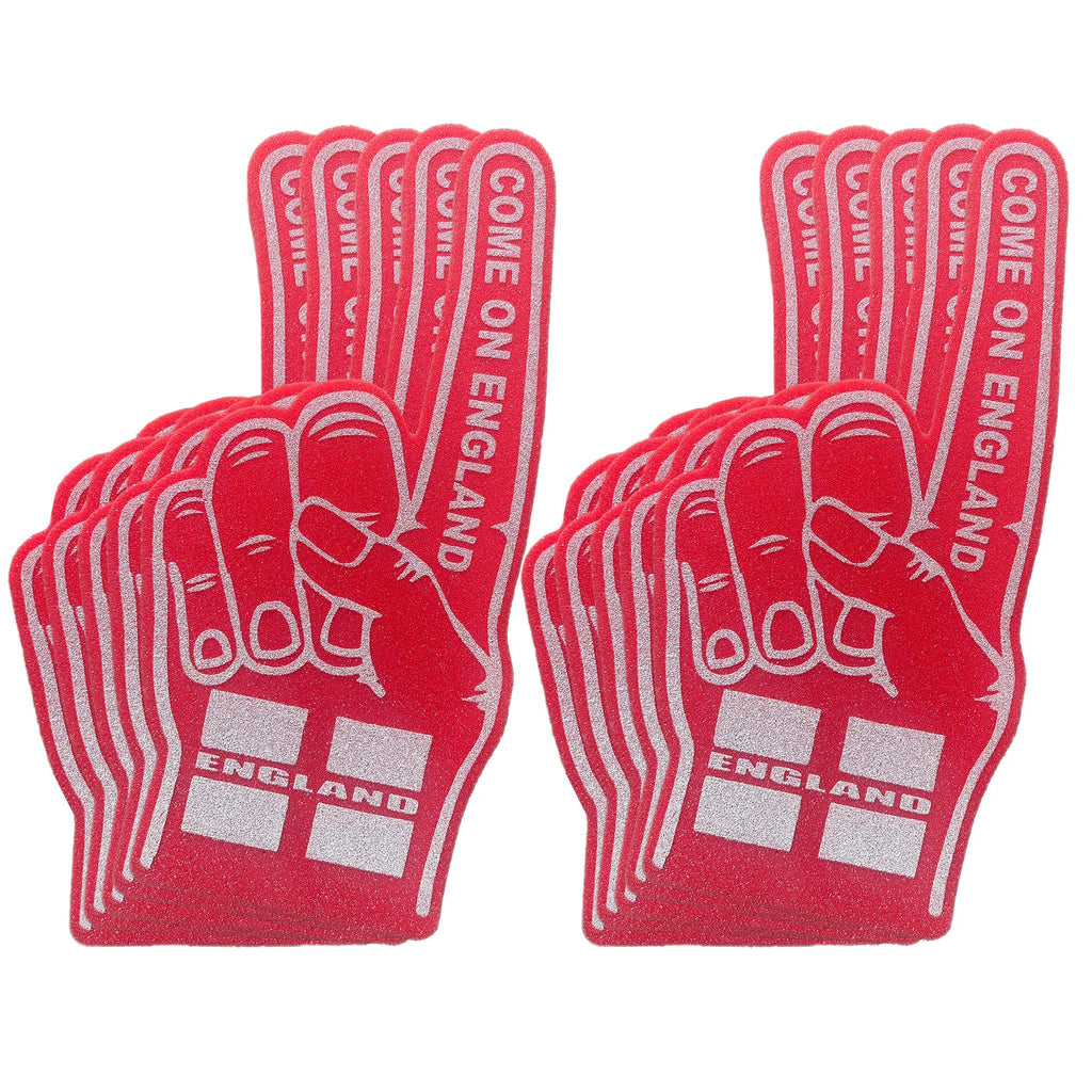 Come On England Foam Pointy Finger Red Pack of 10 | Giant 56cm Football Supporter Hands | UK Made
