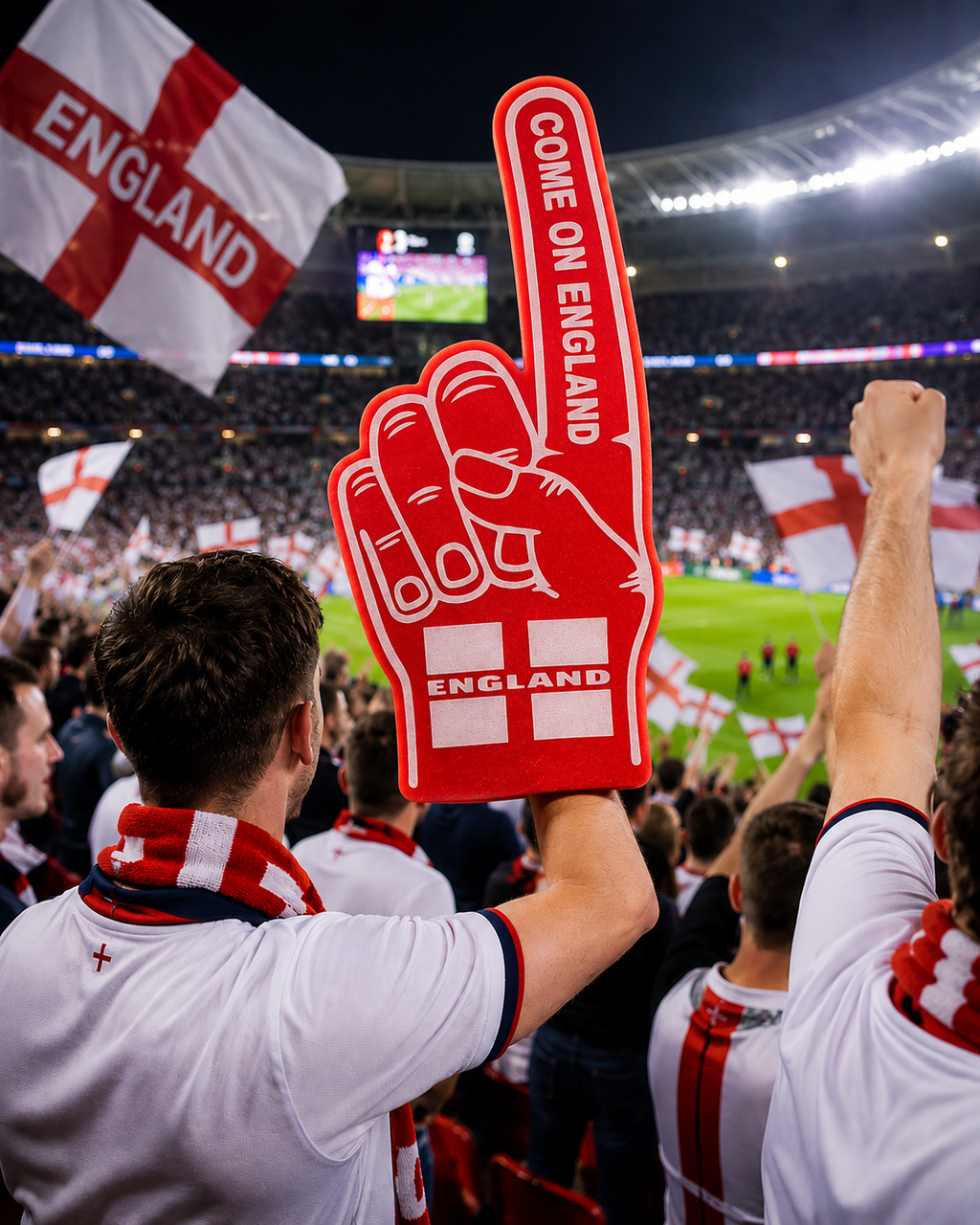 England Foam Finger | Giant 57cm Football Supporter Hand | UK Made Premium Flame-Retardant Foam