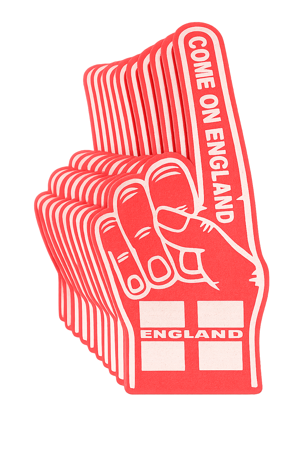 Come On England Foam Pointy Finger Red Pack of 10 | Giant 56cm Football Supporter Hands | UK Made