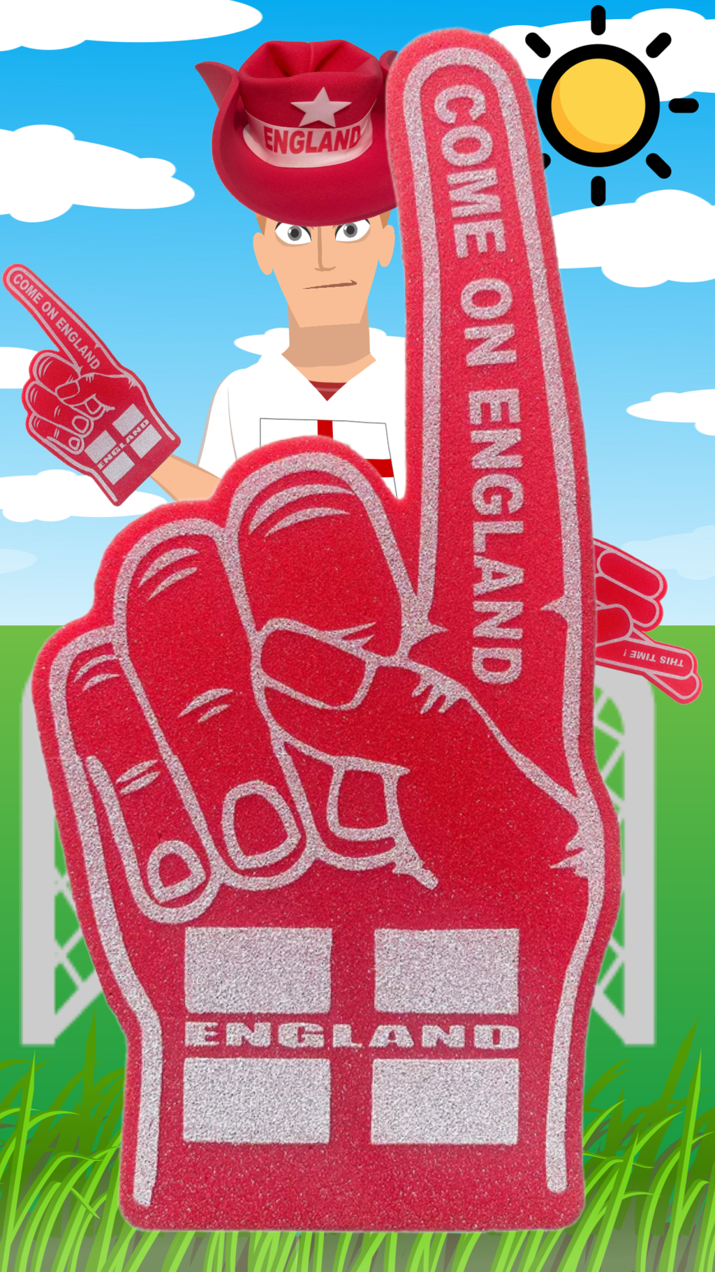 England Foam Finger | Giant 57cm Football Supporter Hand | UK Made Premium Flame-Retardant Foam