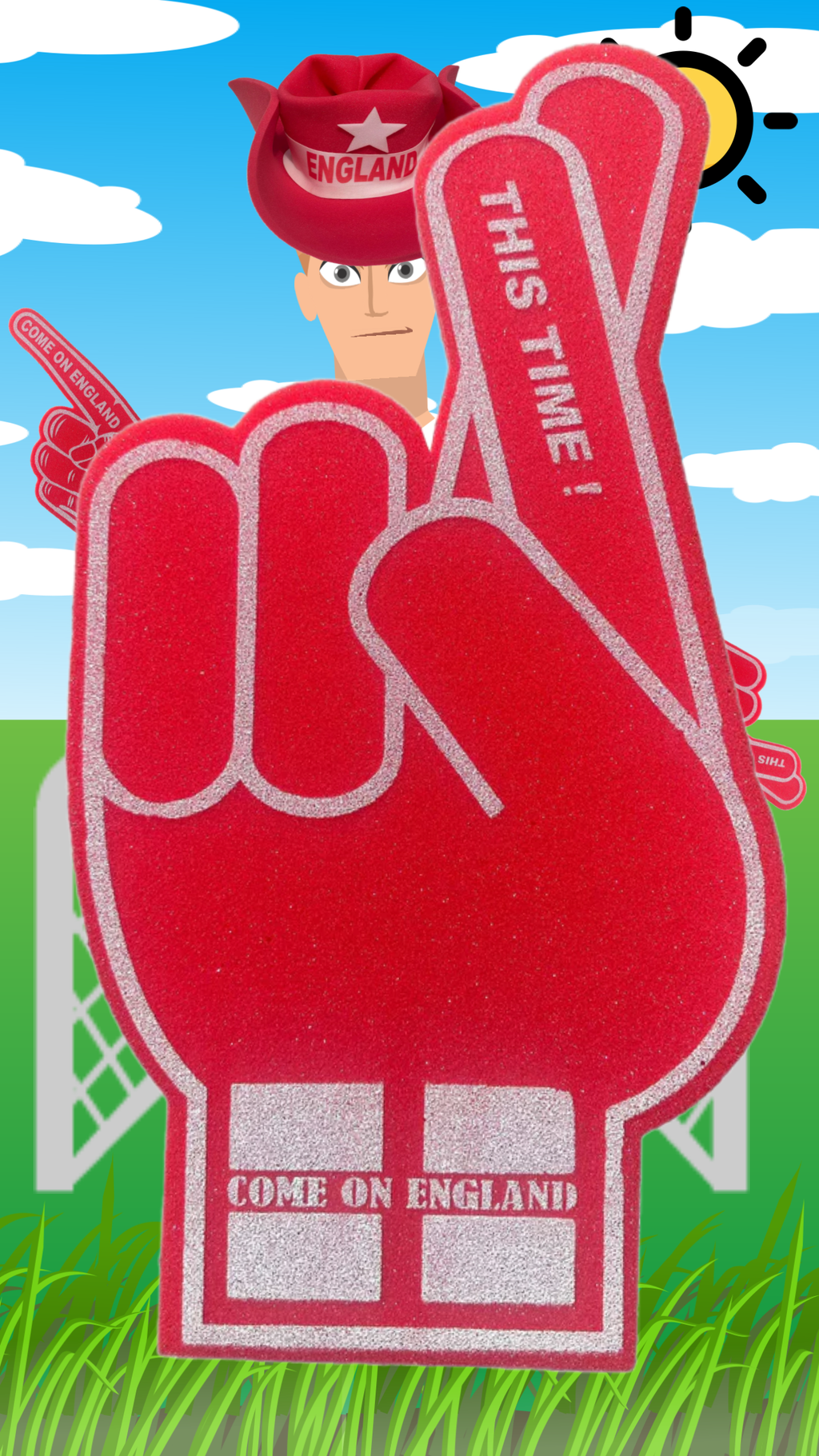 England Foam Hand Fingers Crossed – Giant 56cm Football Supporter Hand
